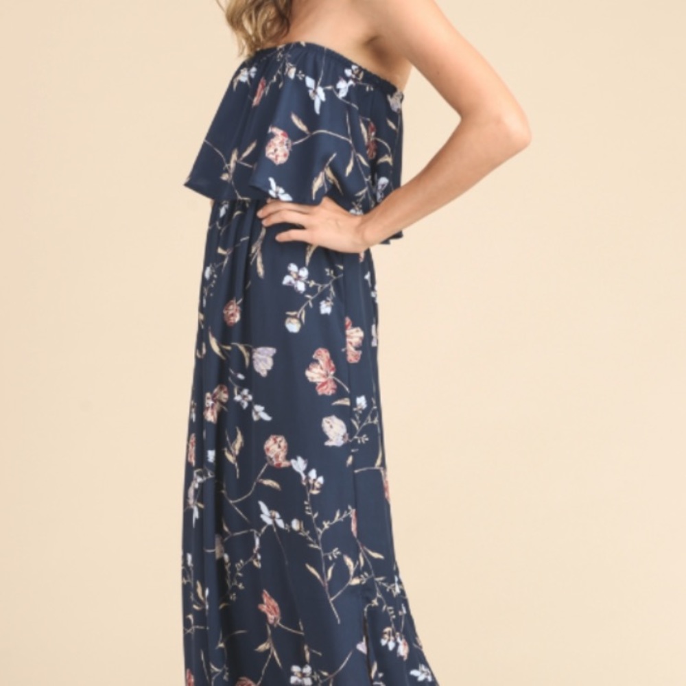 Navy blue floral maxi dress